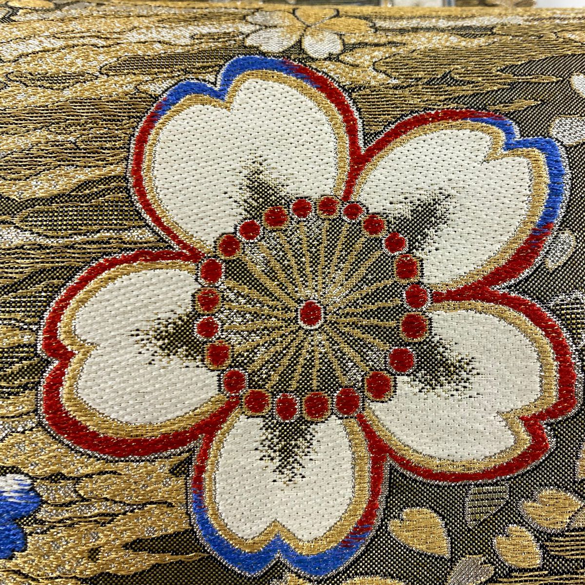 袋帶 秀品級 櫻花 霞 金絲 金金箔 金 六通 純蠶絲