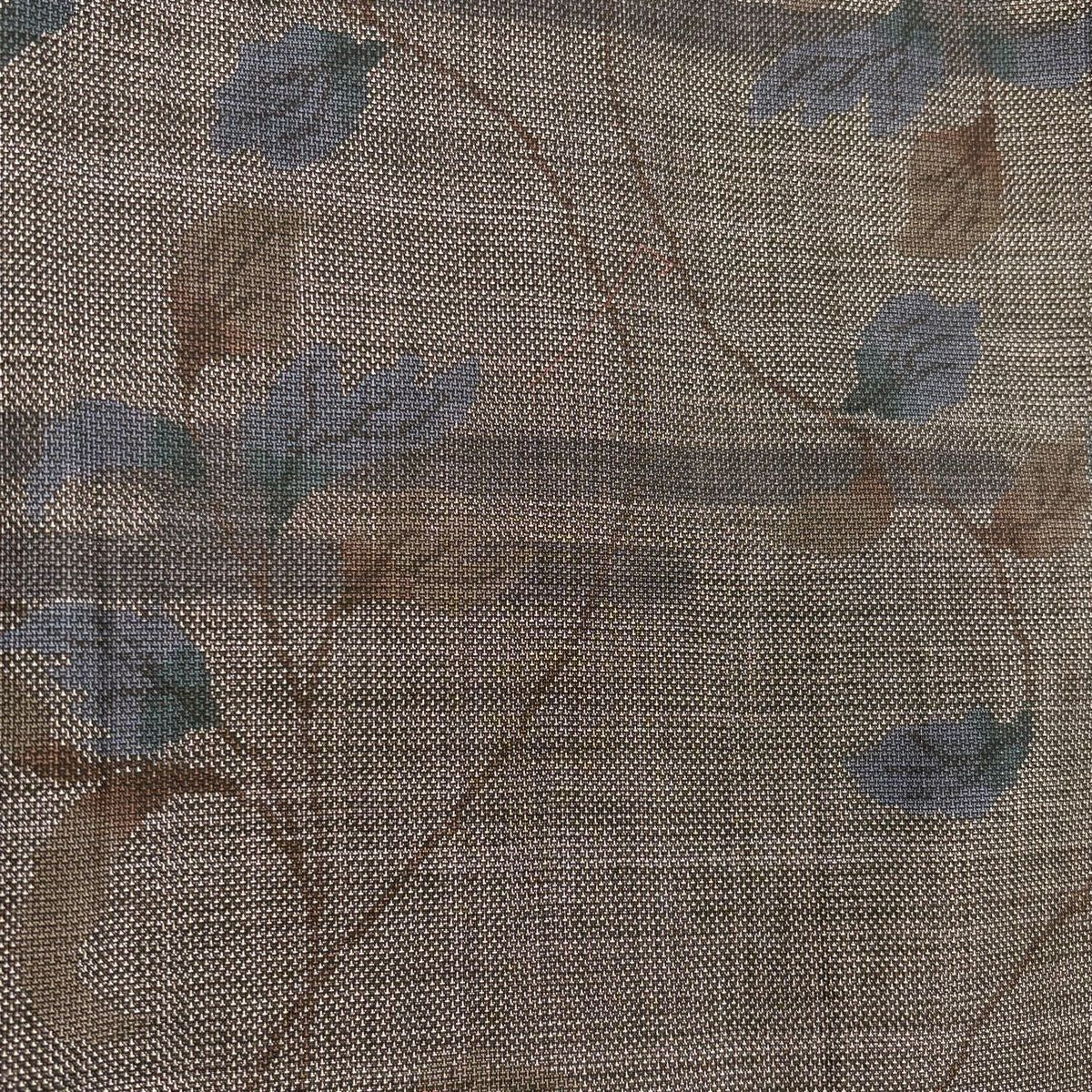 【美品】 紬織 身長159cm 袖長67cm M 雙層 葉柄 ヱ霞 焦茶 純蠶絲 秀品級