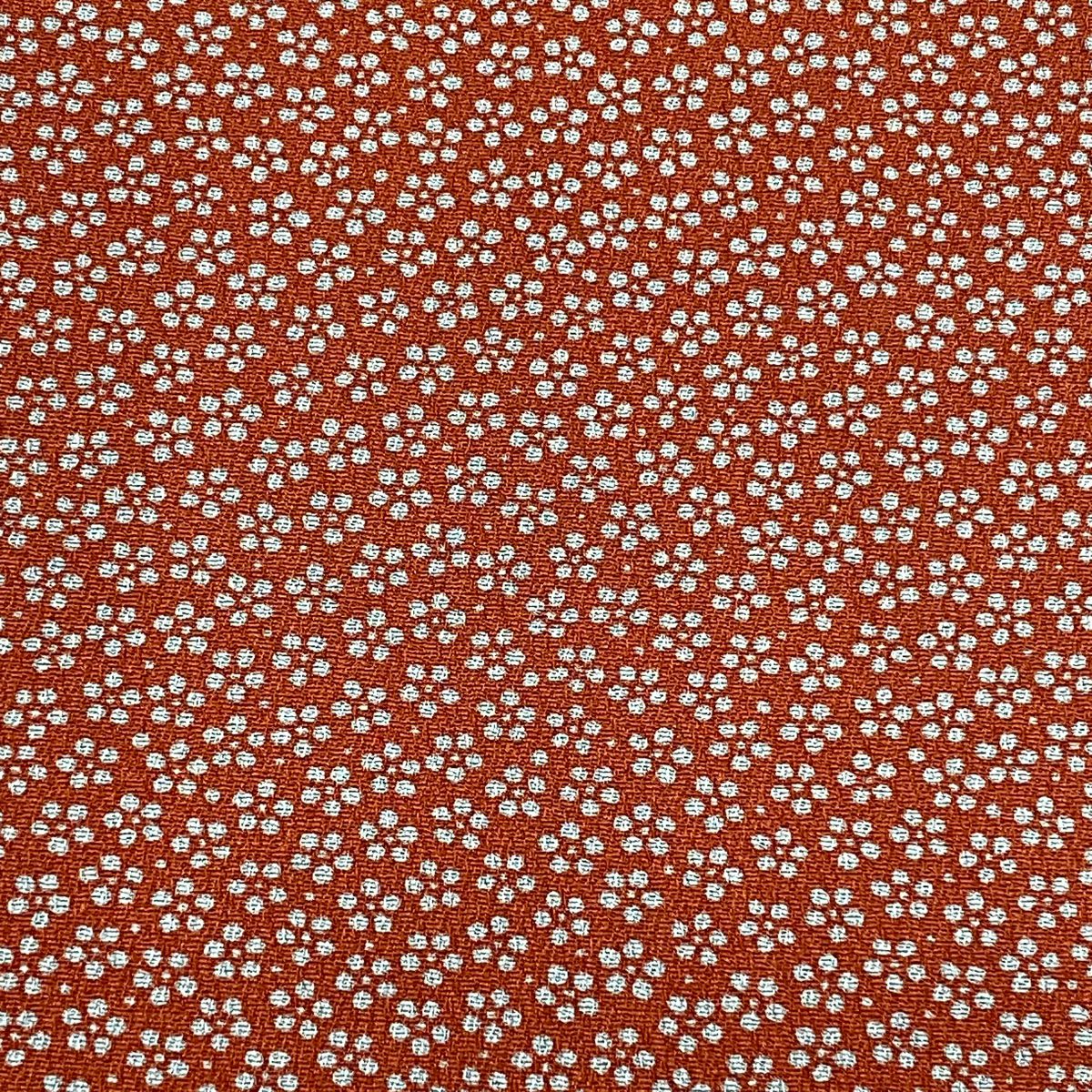 【美品】 小紋 身長160cm 袖長64.5cm M 雙層 斉藤三才 落款あり 小梅花 紅茶 純蠶絲 秀品級