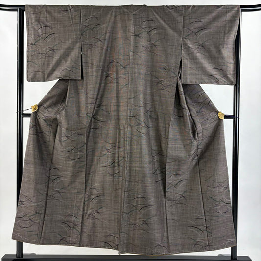 【美品】 紬織 身長151.5cm 袖長64cm M 雙層 露芝 焦茶 純蠶絲 秀品級