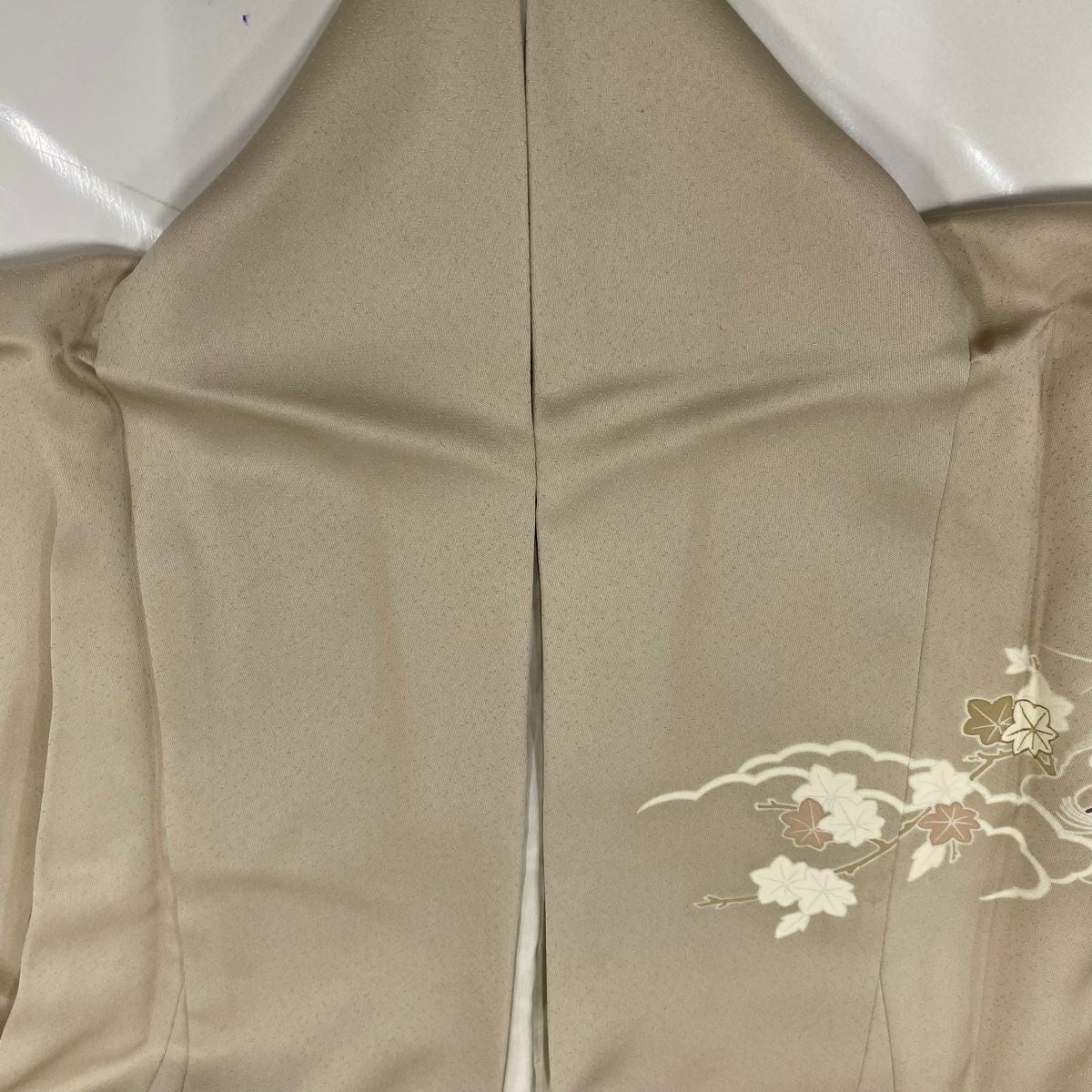 訪問服 身長159cm 袖長63.5cm S 雙層 扇子子 笠松樹 金銀彩 淺茶 純蠶絲 優品級