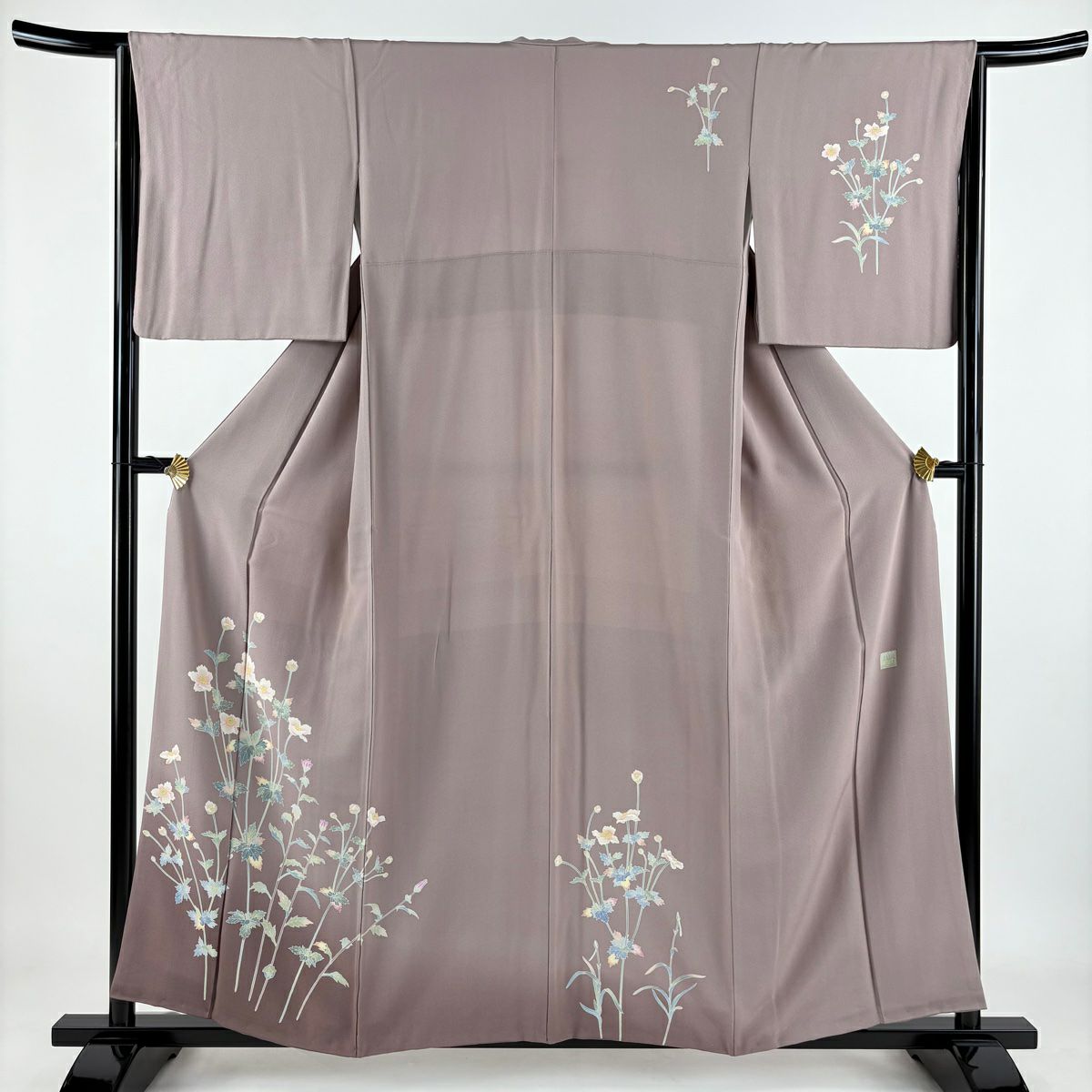 付下 身長156.5cm 袖長64cm M 雙層 落款有 枝花 漸層 薄紫 純蠶絲 優品級