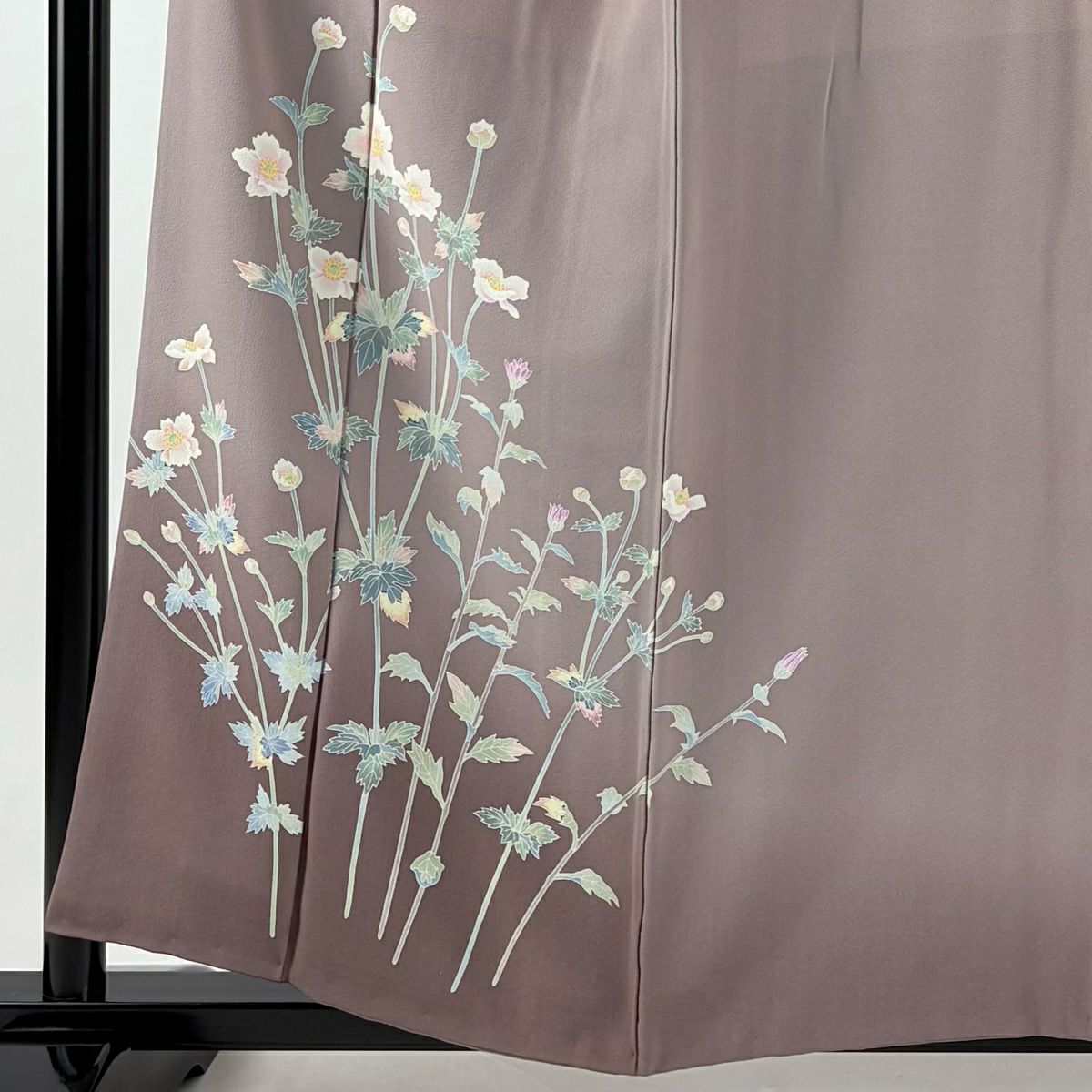 付下 身長156.5cm 袖長64cm M 雙層 落款有 枝花 漸層 薄紫 純蠶絲 優品級