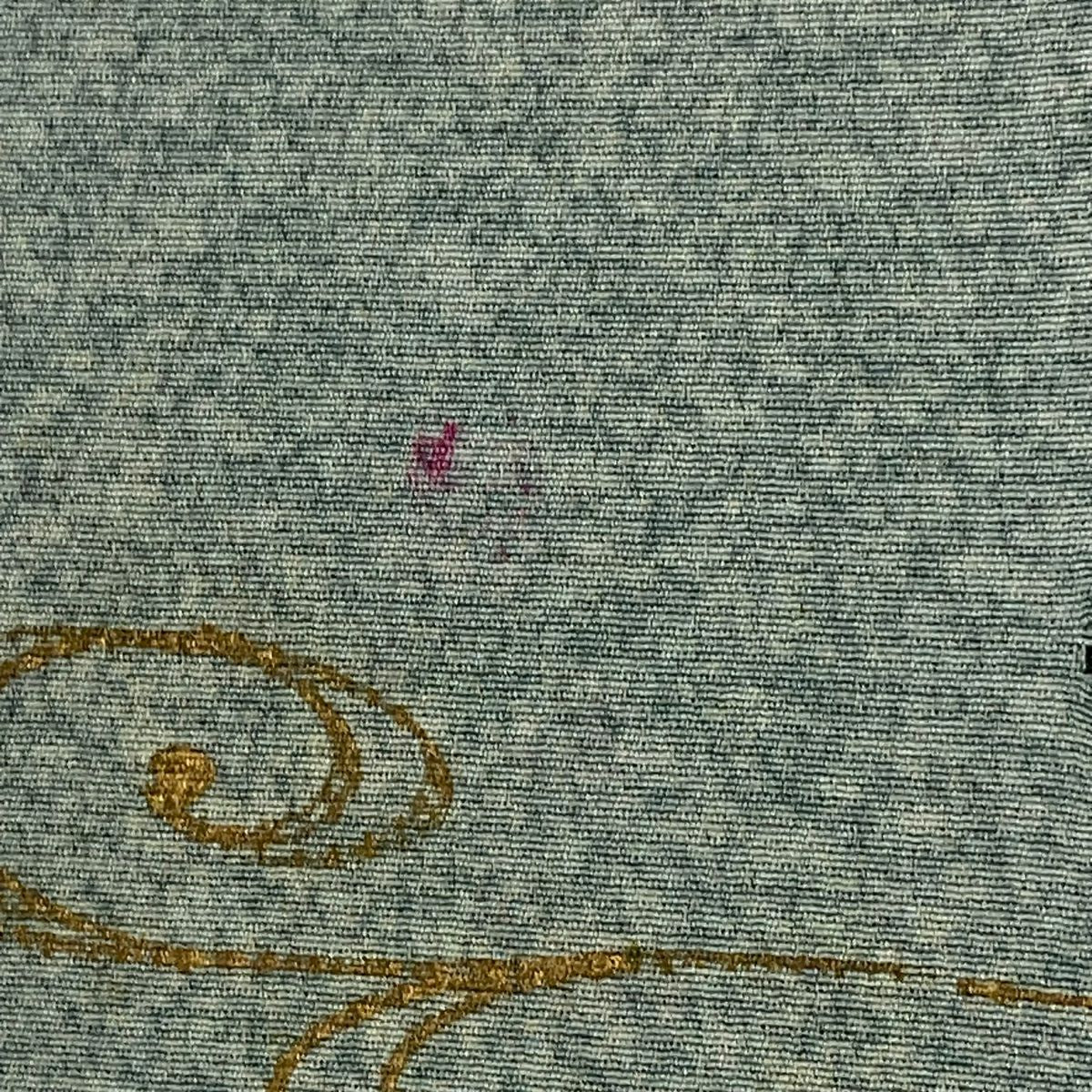 付下 身長157.5cm 袖長64.5cm M 雙層 橘色 流水刺繡 金彩裝飾 灰綠 純蠶絲 秀品級