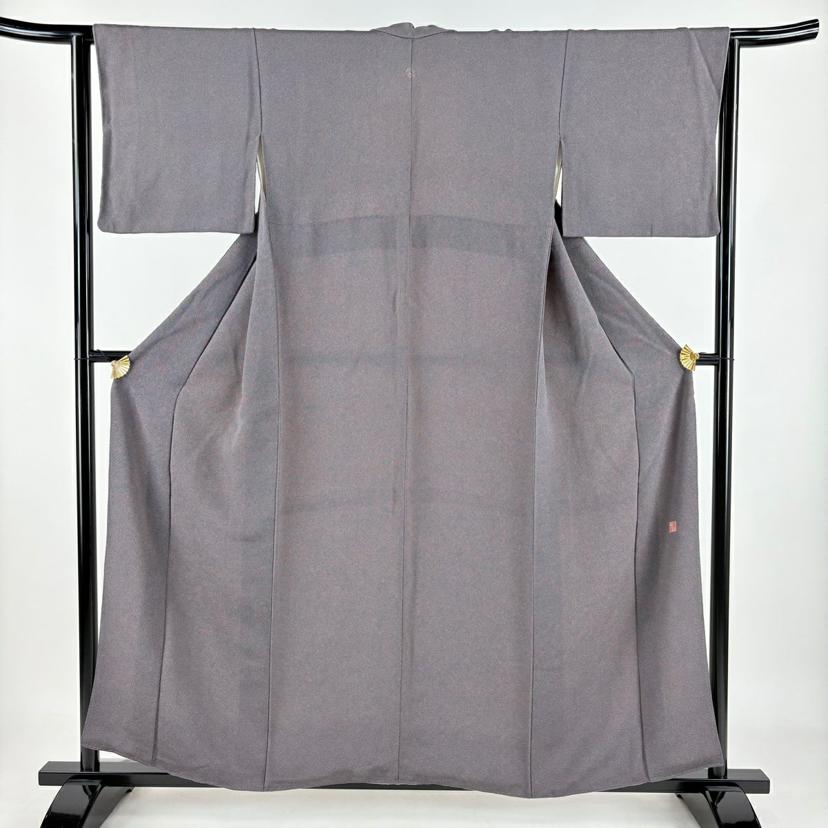 【庫存清倉】 江戶小紋 身長155cm 袖長63.5cm S 雙層 有落款 鮫 茶紫 純蠶絲 名品級 一つ紋