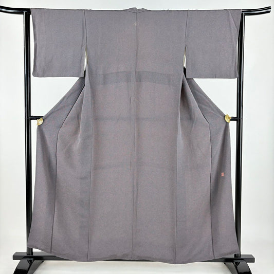【庫存清倉】 江戶小紋 身長155cm 袖長63.5cm S 雙層 有落款 鮫 茶紫 純蠶絲 名品級 一つ紋