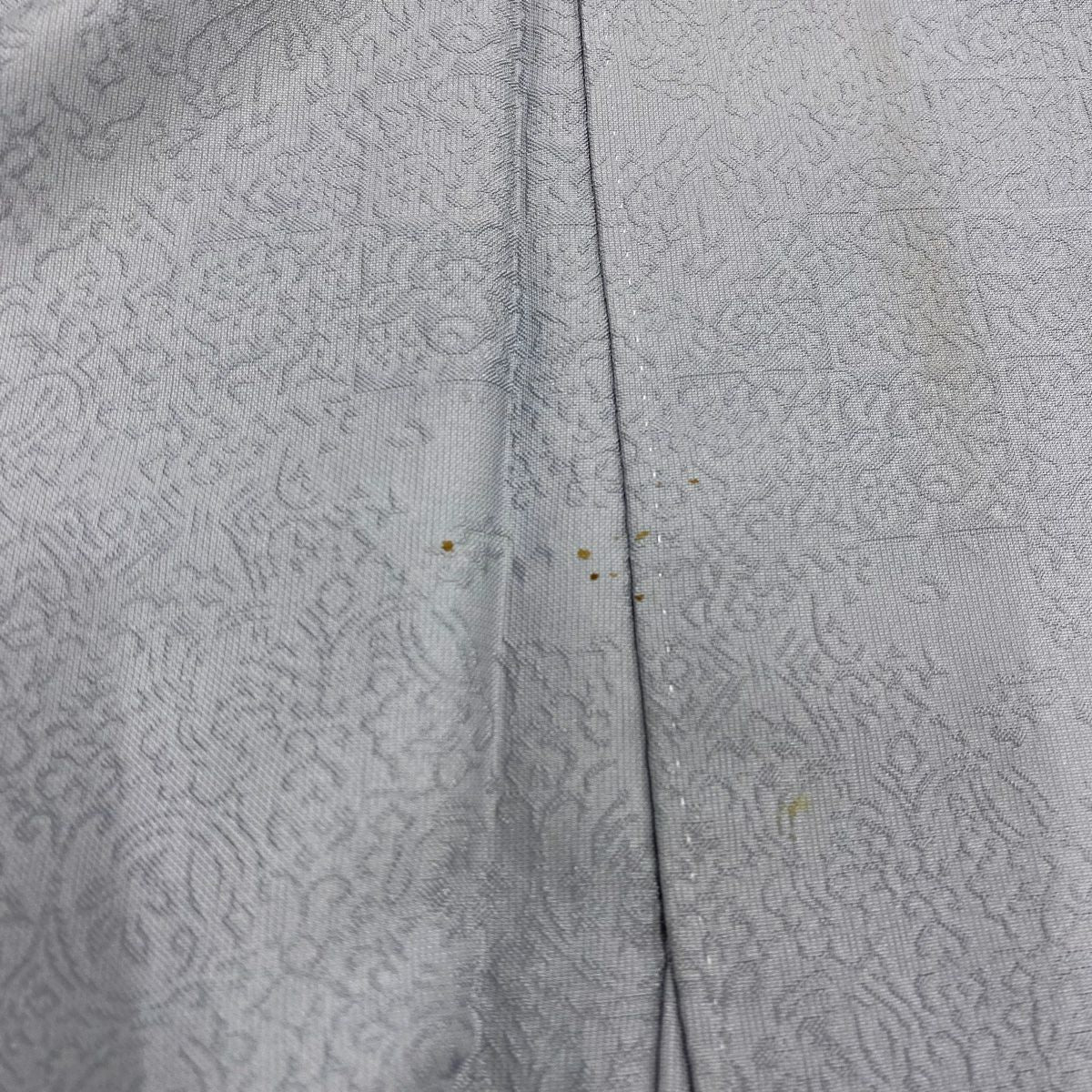 訪問服 身長160.5cm 袖長62.5cm S 雙層 落款 花 地紋 金絲 金銀彩 青灰 純蠶絲 秀品級