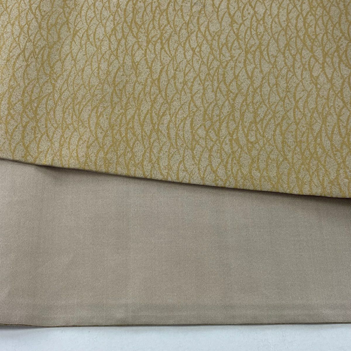 【庫存清倉】 【美品】 袋帶 名品級 華紋 露芝 螺鈿 金銀彩 淺茶 純蠶絲 お太鼓柄