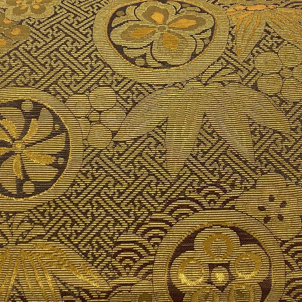 【庫存清倉】 【美品】 袋帶 名品級 松樹竹子梅花 有職紋樣 金絲 金金箔 金色 六通 純蠶絲