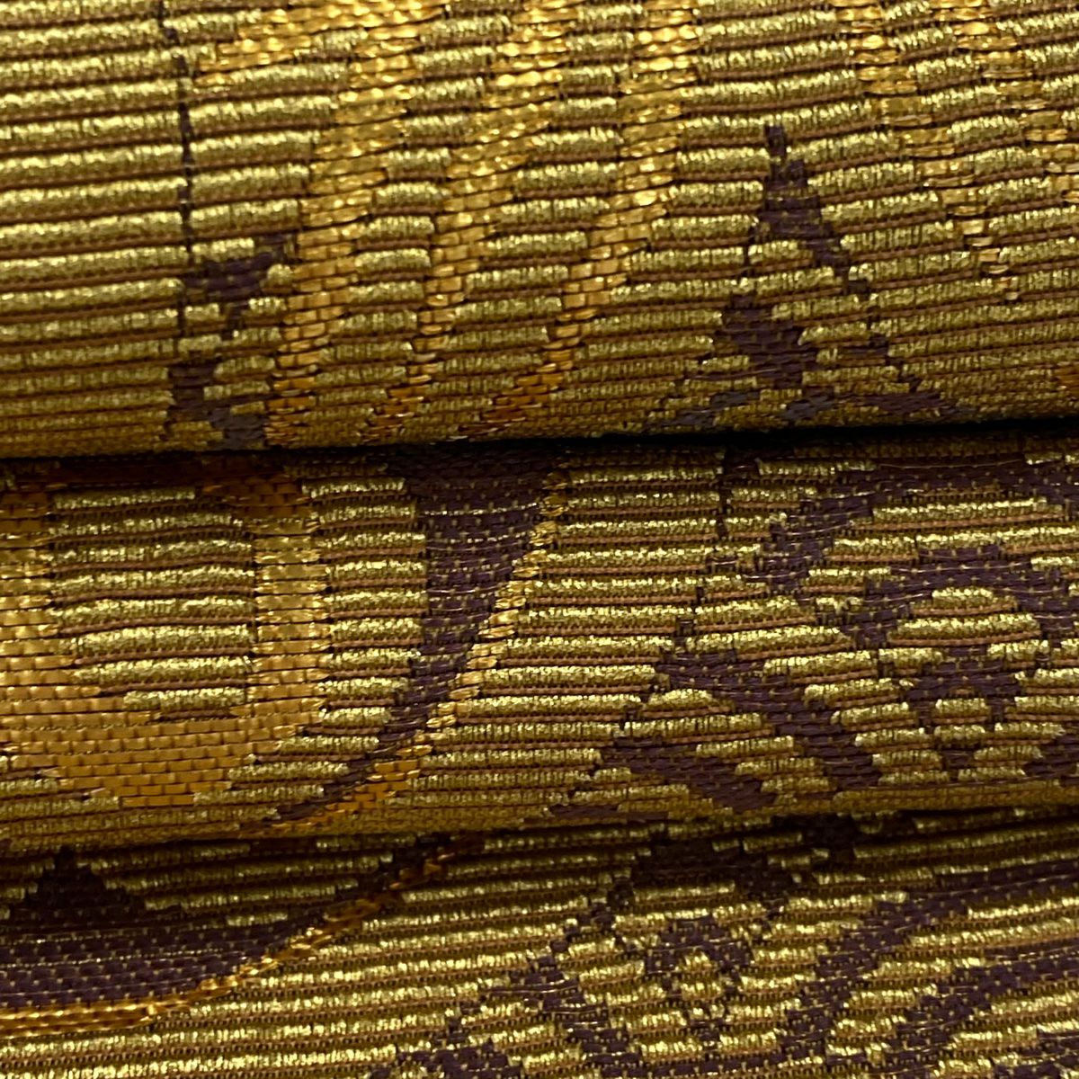 【庫存清倉】 【美品】 袋帶 名品級 松樹竹子梅花 有職紋樣 金絲 金金箔 金色 六通 純蠶絲