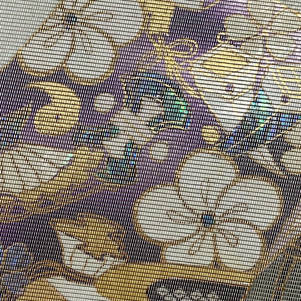 【庫存清倉】 【美品】 袋帶 名品級 誰が袖 組織帶 金金箔 螺鈿金金箔 灰綠 お太鼓圖案 純蠶絲