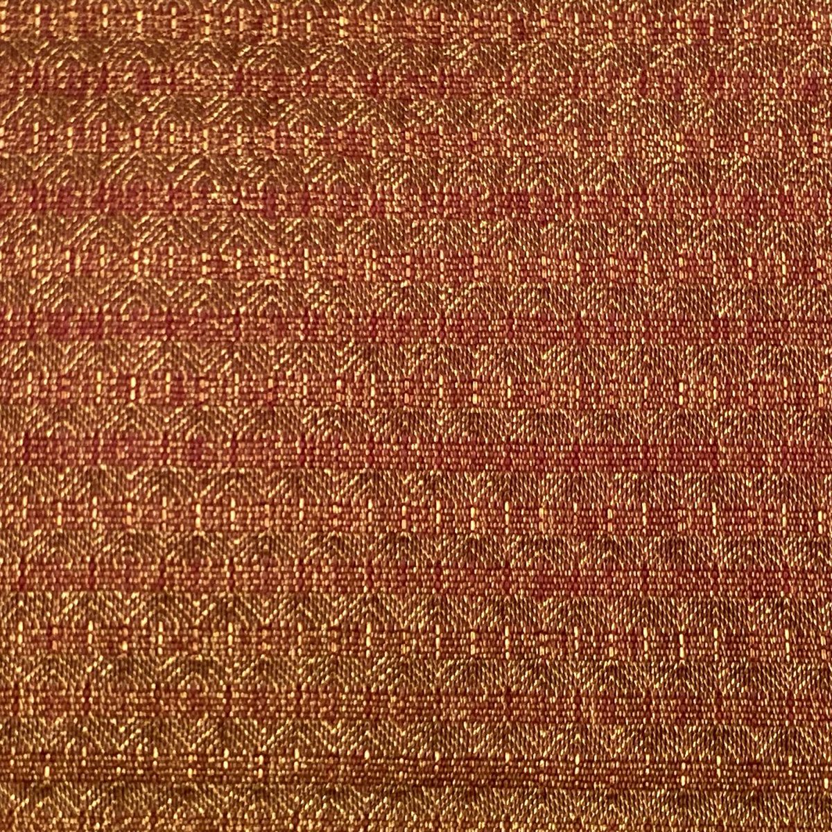 【美品】 袋帶 秀品級 子持龜甲 漸層 金絲 茜 全通 純蠶絲