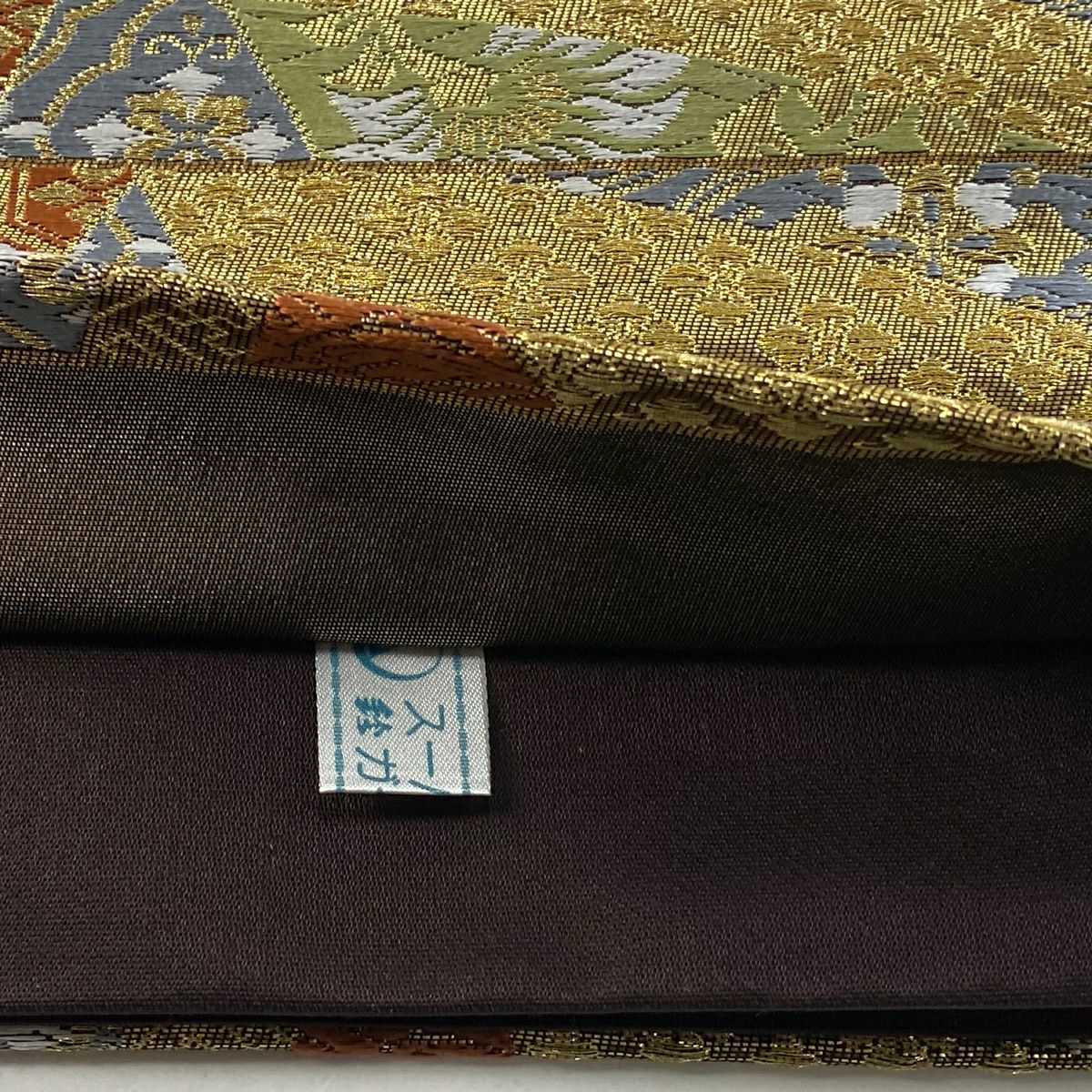 袋帶 秀品級 七寶紋 草花紋紋 金絲 金金箔 金色 六通 純蠶絲