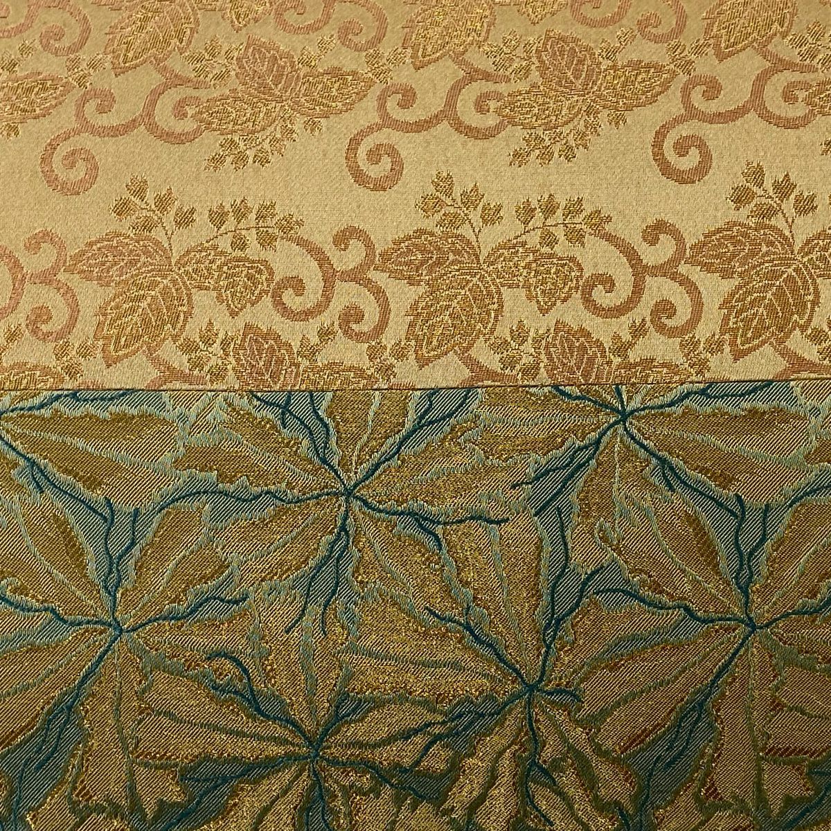 【美品】 袋帶 秀品級 桐唐草紋 花菱 金糸 金金箔 粉紅 全通 純蠶絲