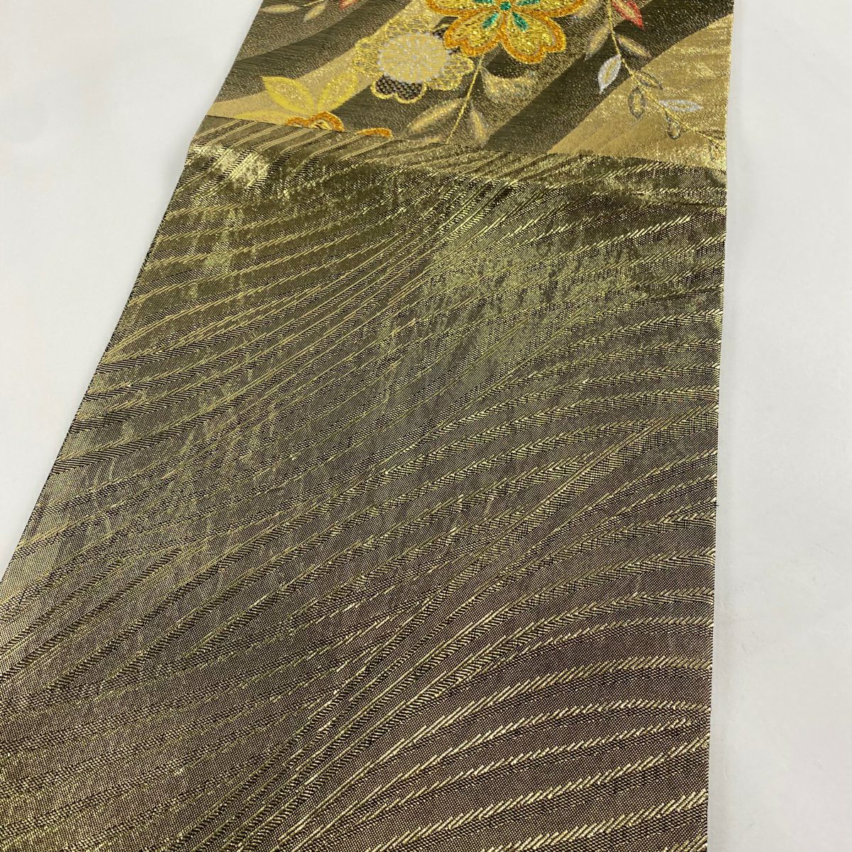 袋帶 秀品級 櫻花 幾何圖案 金銀線 金金箔 金色 六通 純蠶絲
