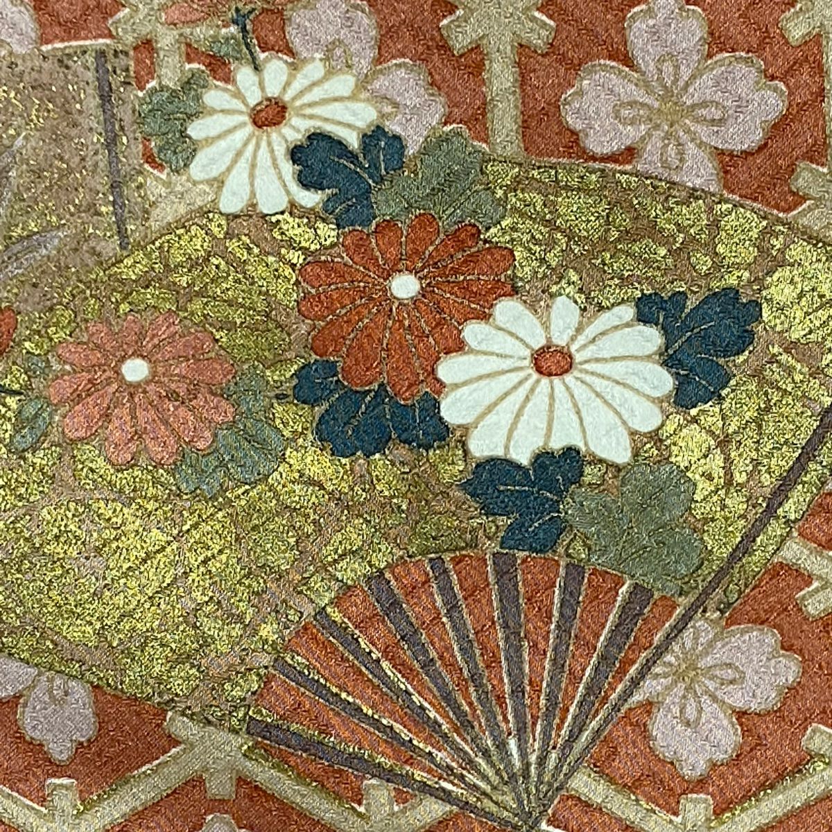 訪問服 身長166cm 袖長66cm M 雙層 吾妻德穗 落款 秋草紋 ヱ霞 金銀彩 刺繡 粉紅 純蠶絲 名品級 一つ紋