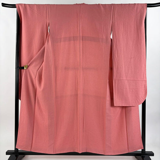 【庫存清倉】 【美品】 振袖禮服 身長156cm 袖長67cm M 雙層 地紋 粉紅 純蠶絲 名品級