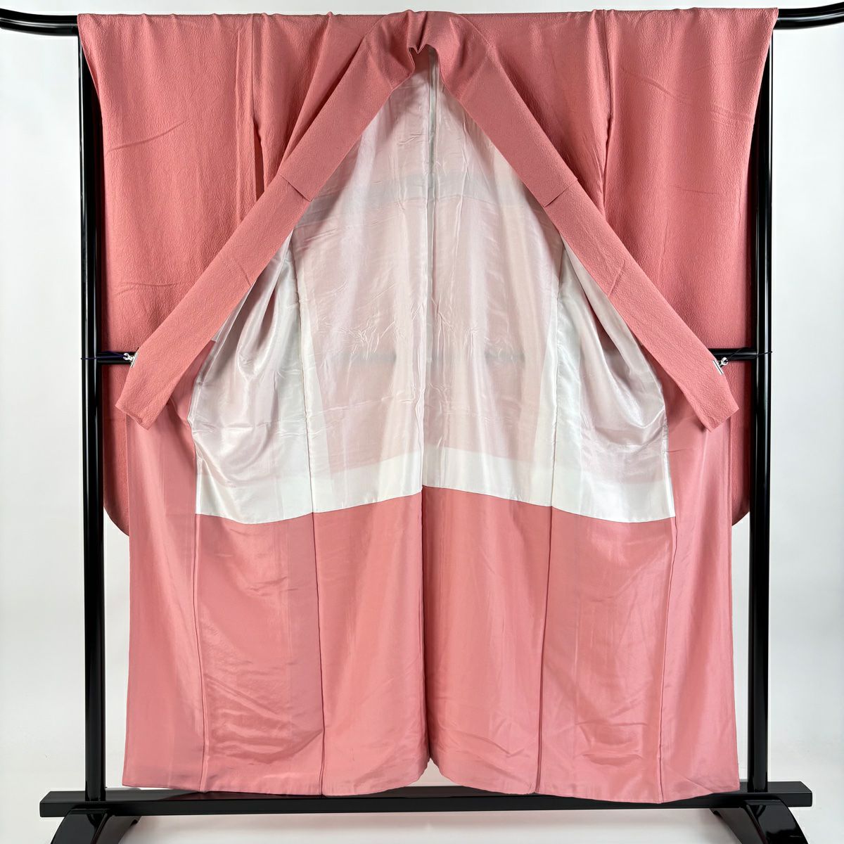 【庫存清倉】 【美品】 振袖禮服 身長156cm 袖長67cm M 雙層 地紋 粉紅 純蠶絲 名品級
