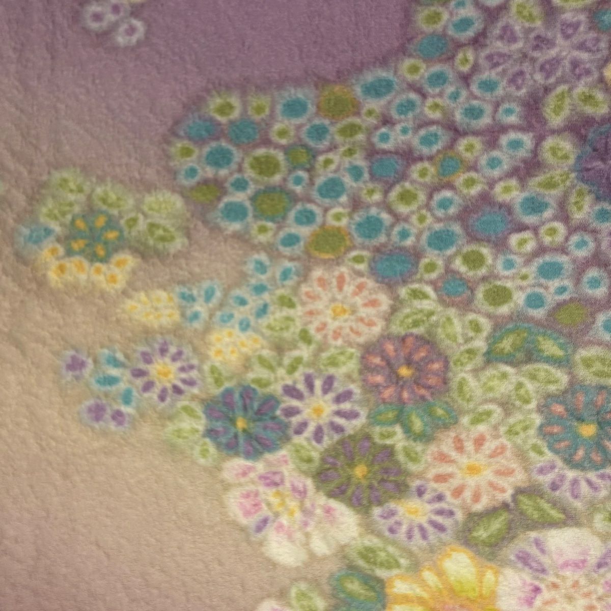【庫存清倉】 【美品】 訪問服 身長154cm 袖長63.5cm S 雙層 草花紋紋 霞 漸層 淺小豆色 純蠶絲 名品級