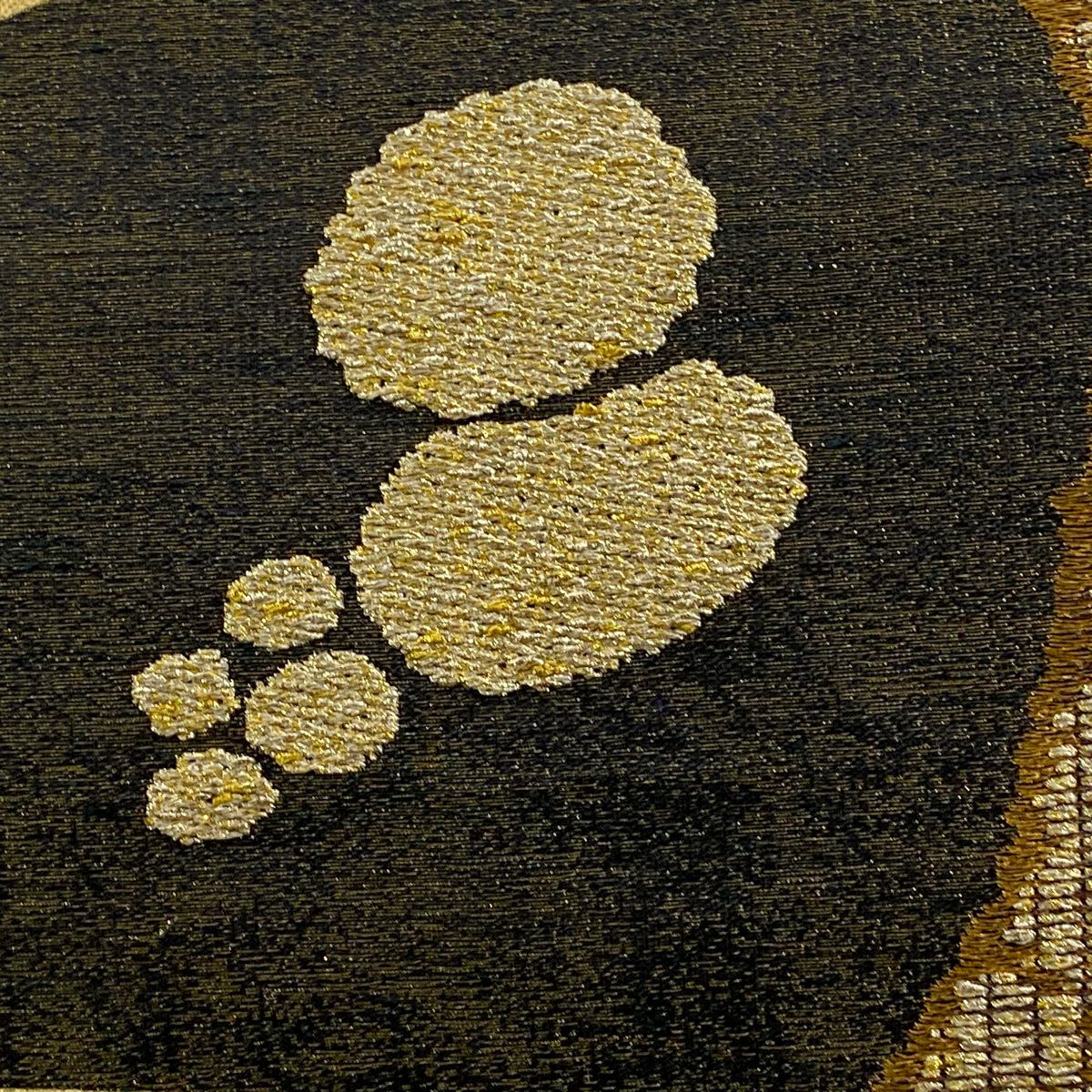 【美品】 名古屋帶 逸品級 幾何圖案 金絲 金金箔 金 純蠶絲
