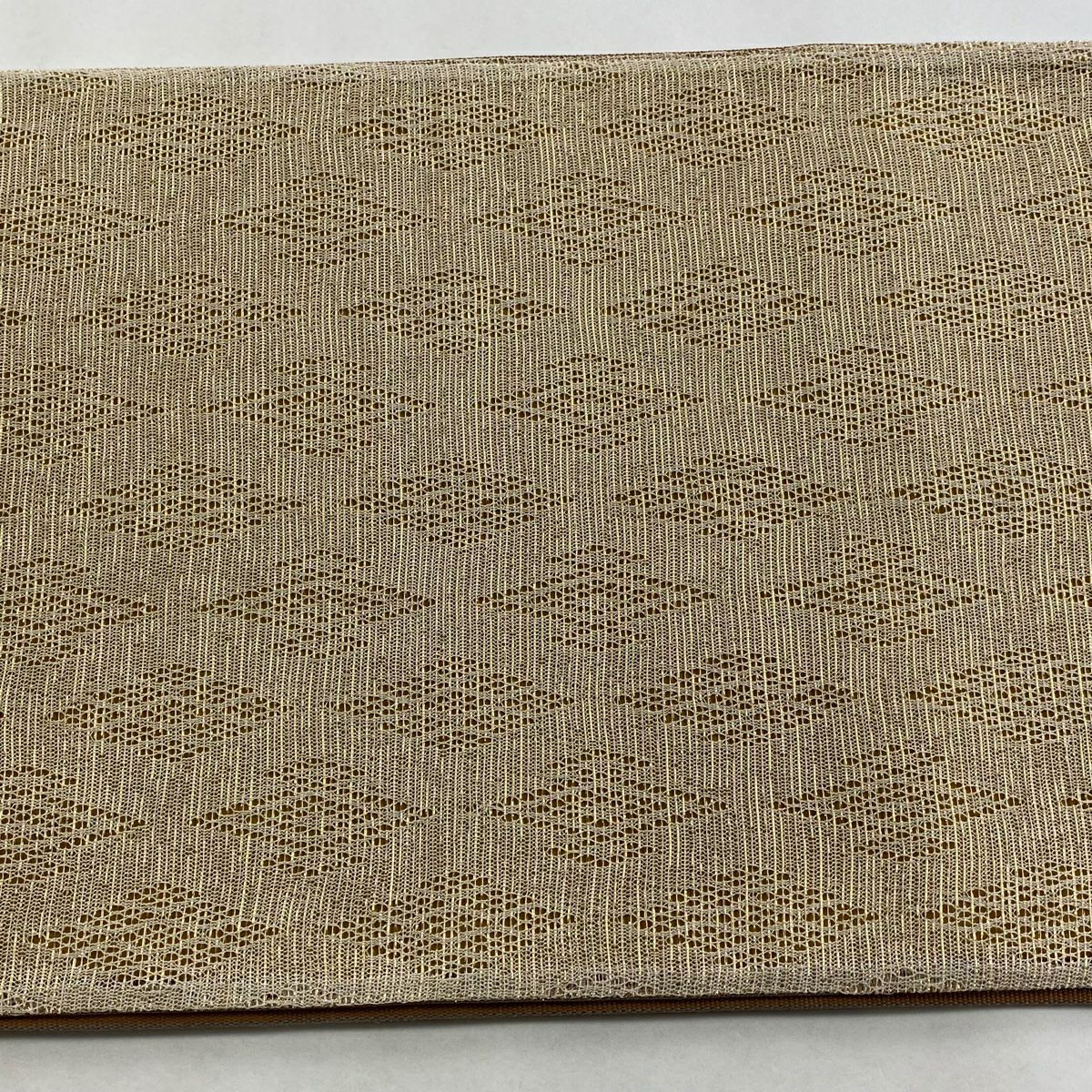 【美品】 袋帶 逸品級 條紋 幾何圖案 金絲 茶色 大鼓圖案 純蠶絲