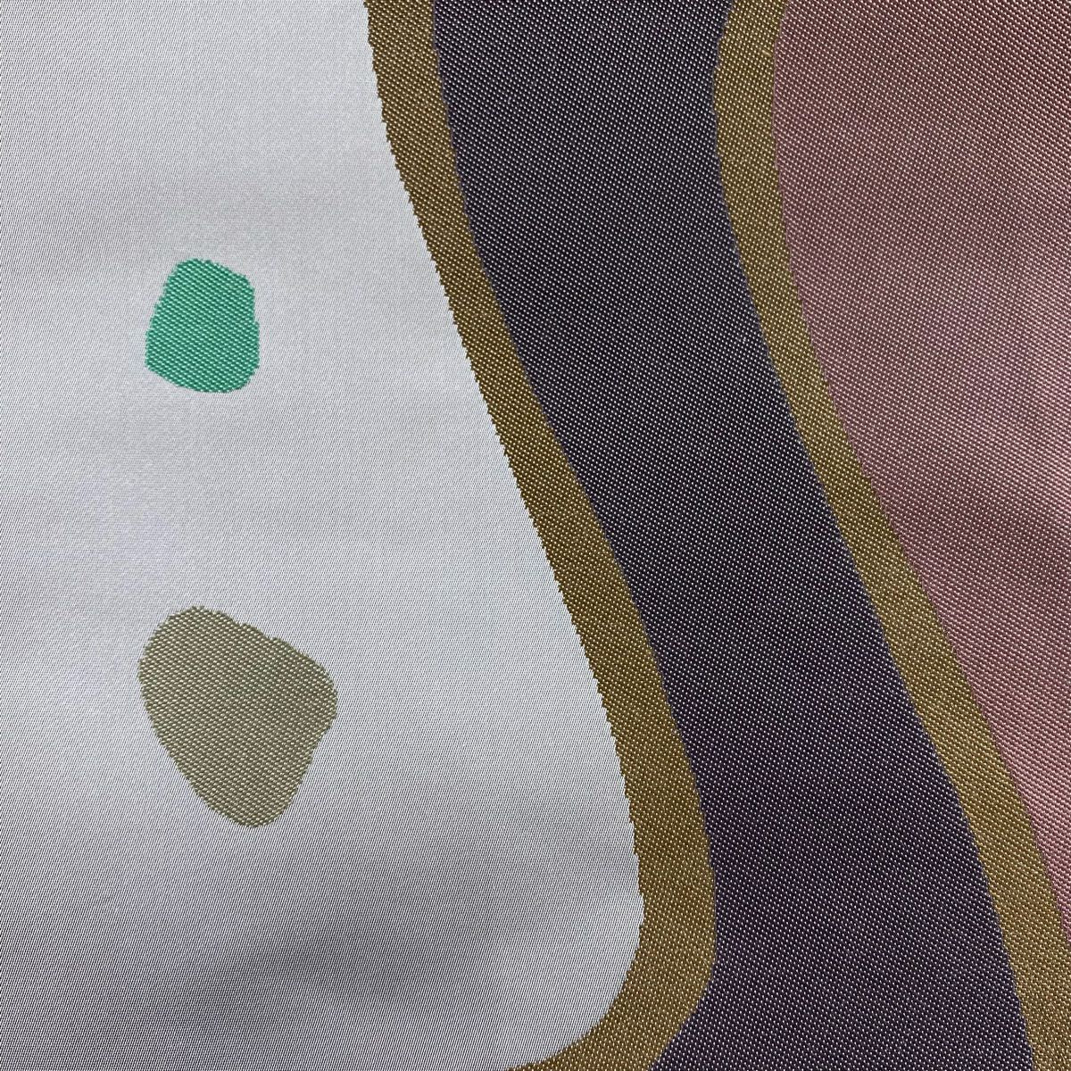 【美品】 袋帶 逸品級 辻村ジュサブロー 落款あり 流水 幾何學圖案 灰色 六通 純蠶絲