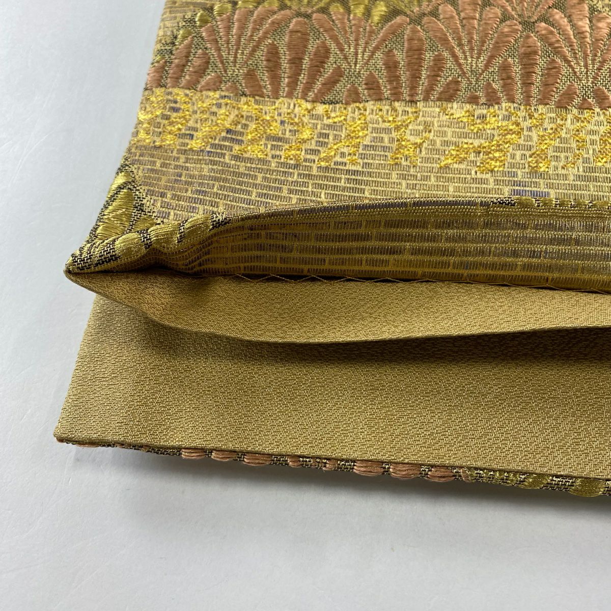 【庫存清倉】 袋帶 名品級 松樹 幾何圖案 金絲 金金箔 金 六通 純蠶絲