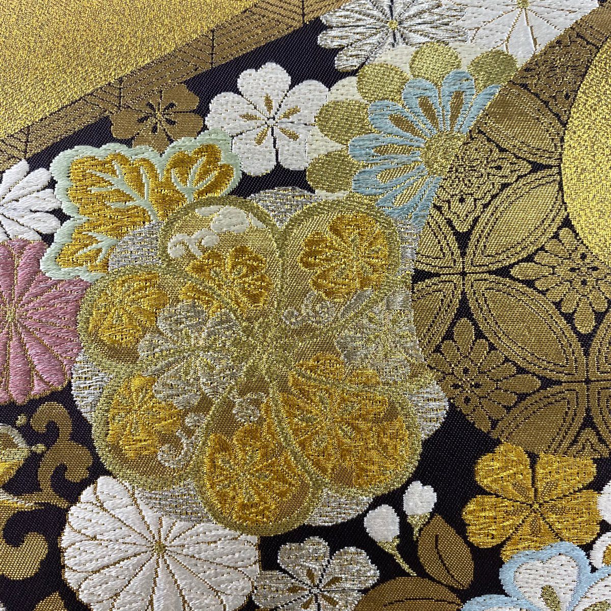 【庫存清倉】 袋帶 名品級 菊花花 櫻花花 金銀彩 金色 六通 純蠶絲