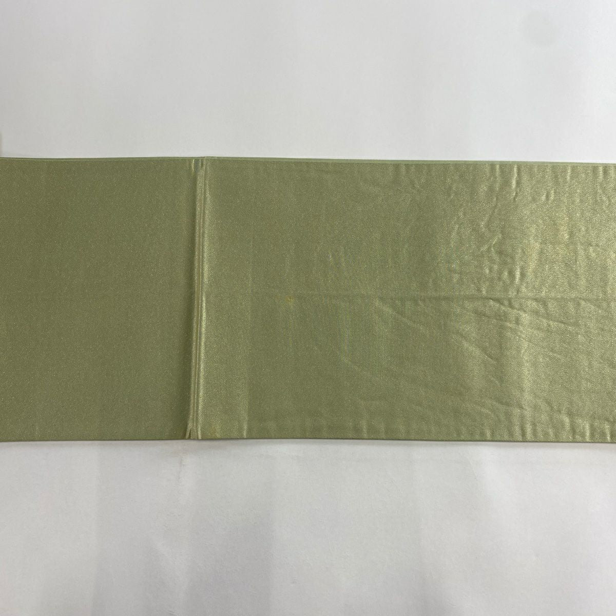 袋帶 秀品級 名寶裂 菱 華紋 唐織 金絲 淺綠 六通 純蠶絲