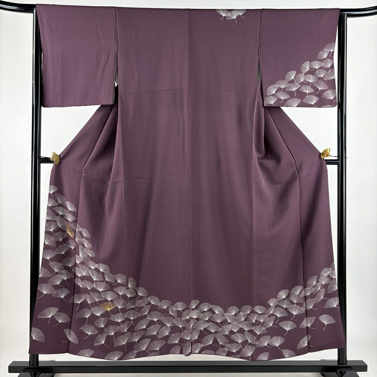 訪問服 身長151.5cm 袖長63.5cm S 雙層 棉毛 金絲 刺繡 紫 純蠶絲 秀品級
