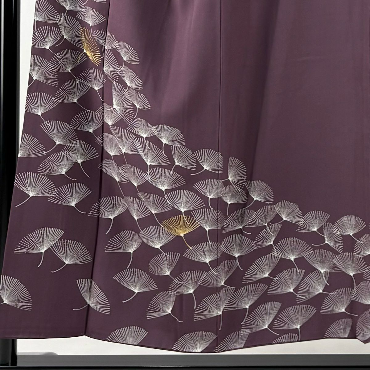 訪問服 身長151.5cm 袖長63.5cm S 雙層 棉毛 金絲 刺繡 紫 純蠶絲 秀品級