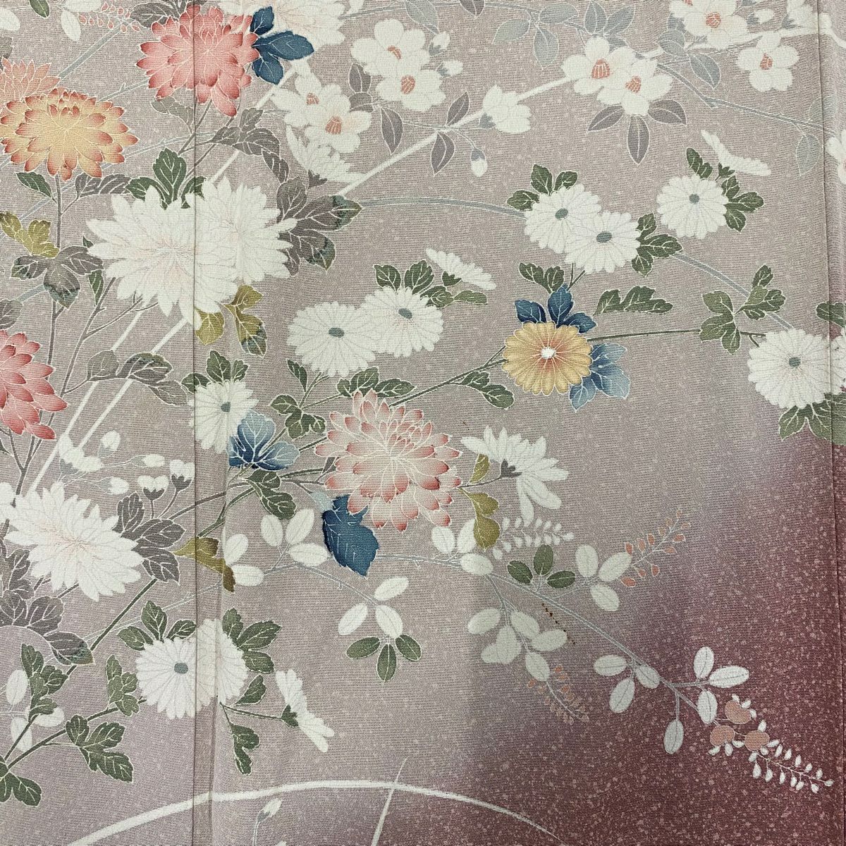 訪問服 身長153.5cm 袖長62.5cm S 雙層 鈴乃屋 秋草 漸層 灰紫 純蠶絲 優品級