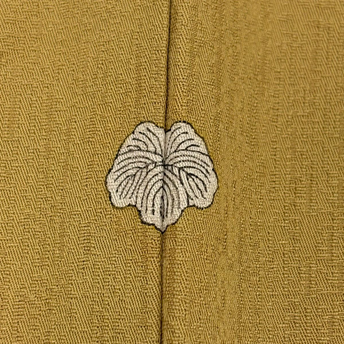 付下 身長164.5cm 袖長67cm M 雙層 松樹竹子梅花 流水 刺繡 金線 芥末色 純蠶絲 名品級 一個紋