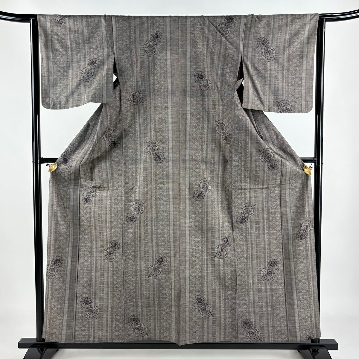 紬織 身長158.5cm 袖長64.5cm M 單層 番傘 麻葉 焦茶 純蠶絲 名品級