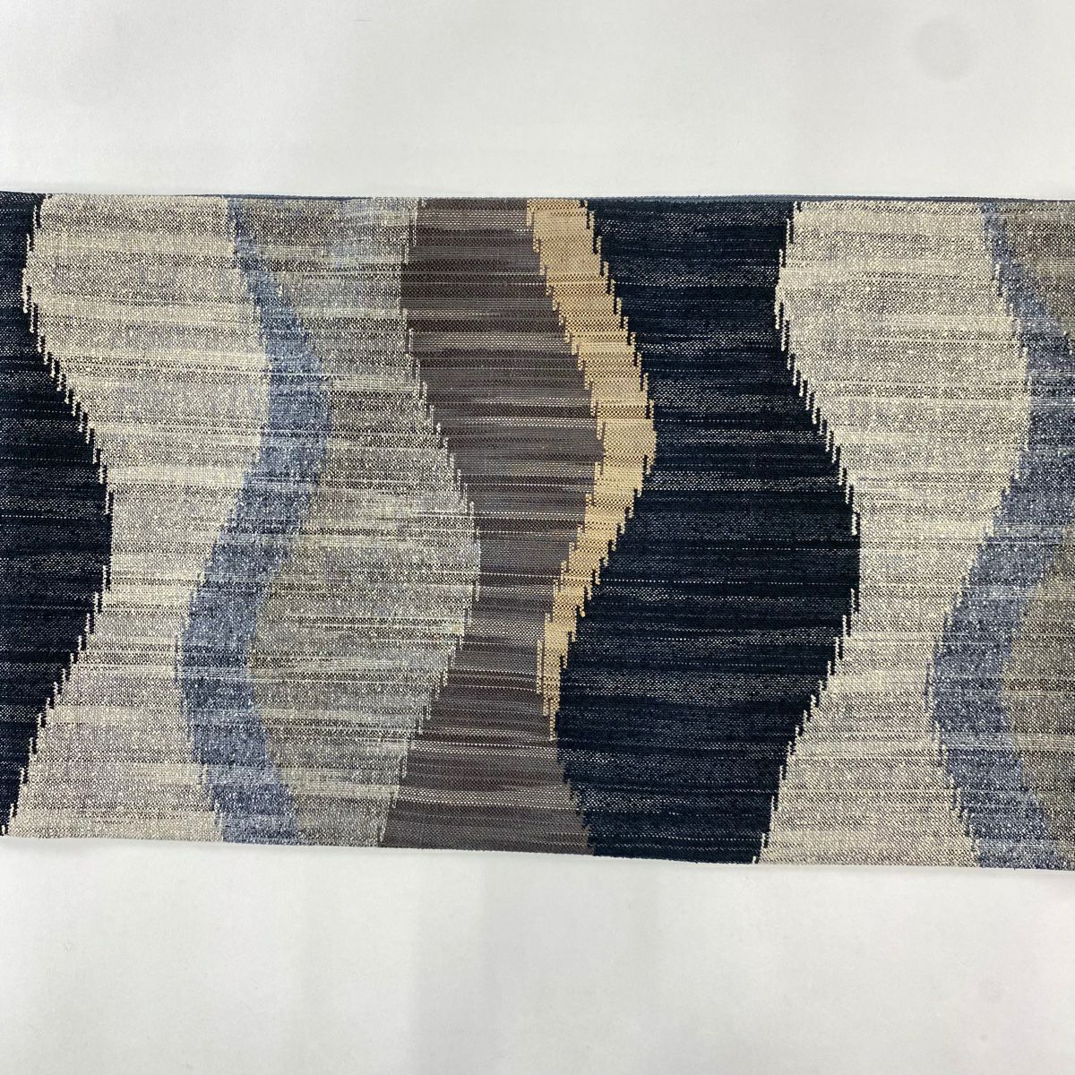 【庫存清倉】 【美品】 袋帶 名品級 證書齊全 條紋 幾何圖案 灰茶 六通 純蠶絲