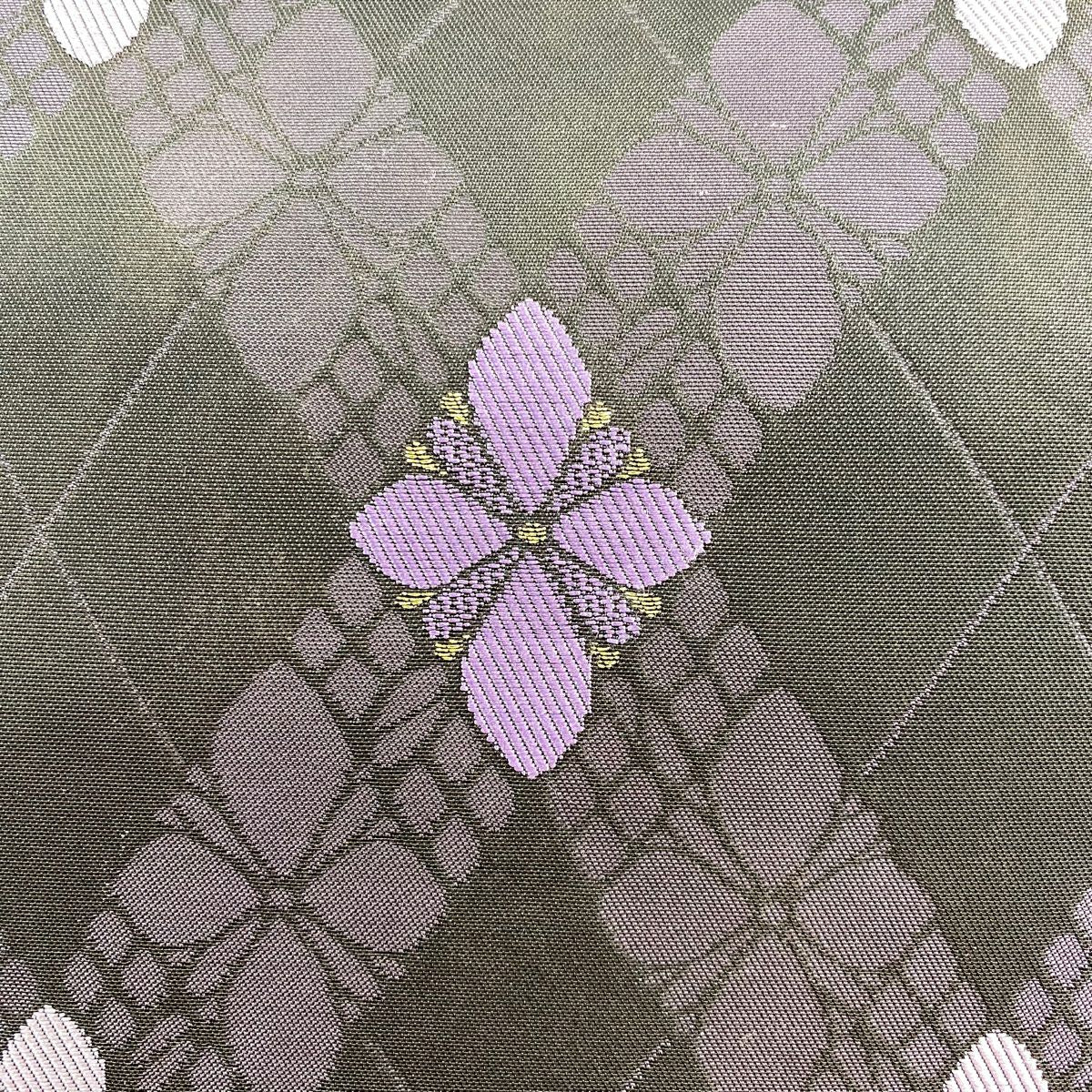 【庫存清倉】 袋帶 名品級 花菱 菱 金絲 紫 六通 純蠶絲