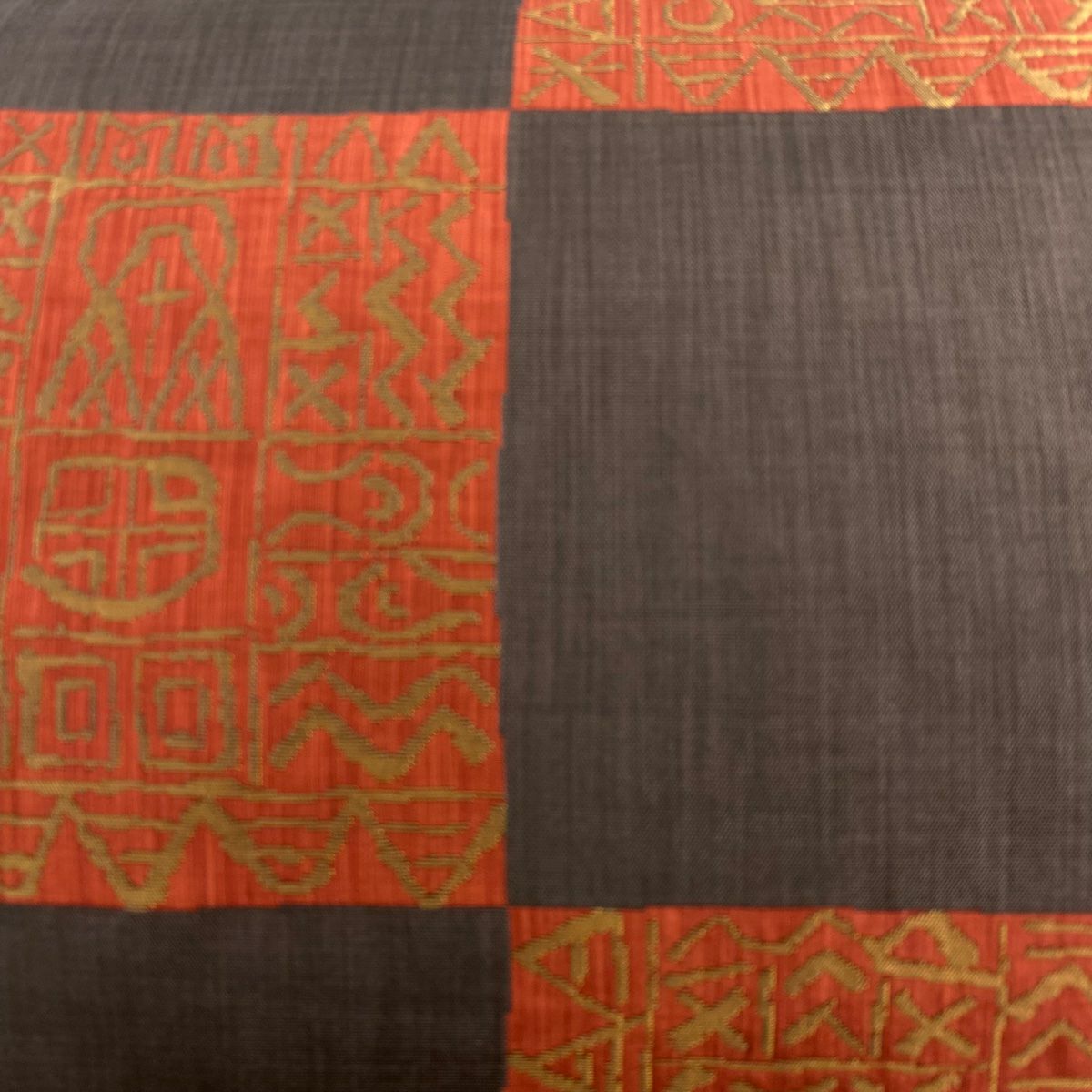 【庫存清倉】 【美品】 袋帶 名品級 木屋太 落款 市松樹 文字 茶紫 六通 純蠶絲