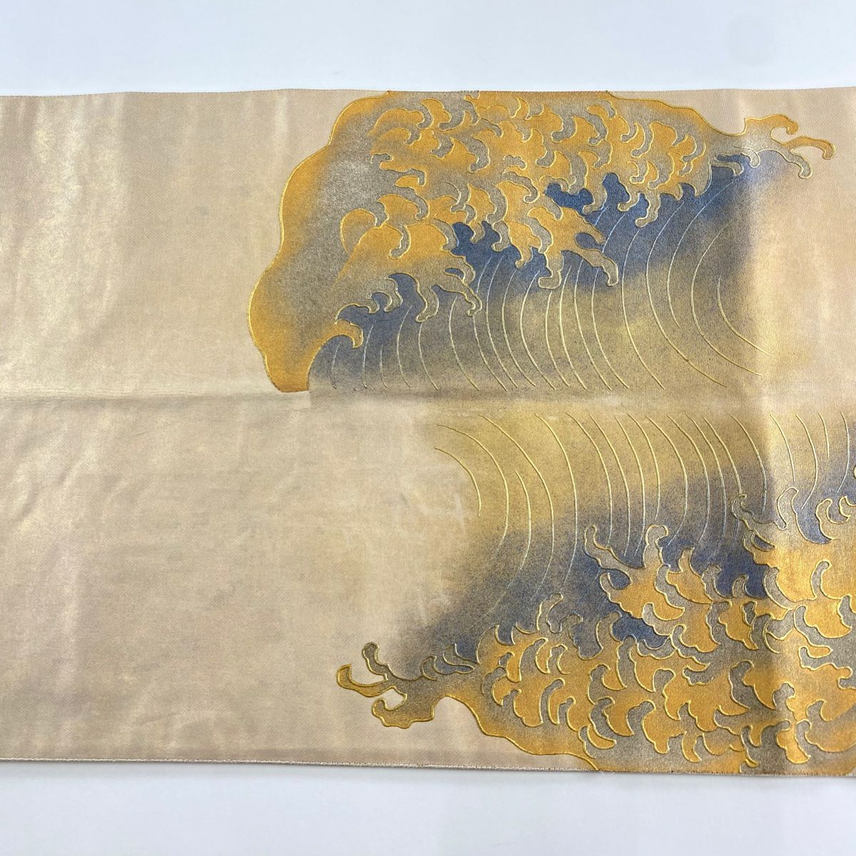 【庫存清倉】 袋帶 名品級 附落款 關西仕立 建築 船 金銀彩 金色 大鼓圖案 純蠶絲