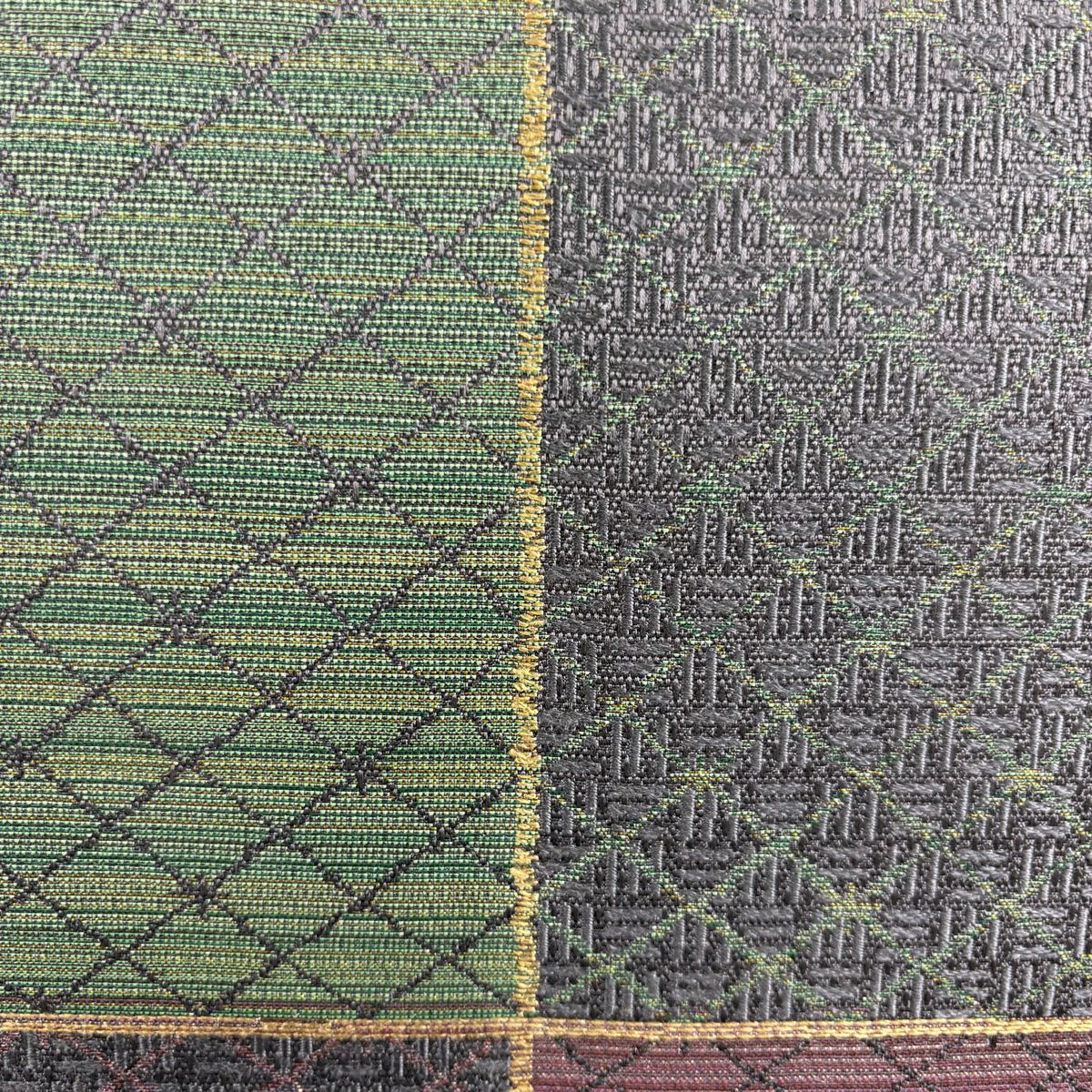 【美品】 袋帶 秀品級 市松樹 斜格子 金金箔 灰紫 六通 純蠶絲