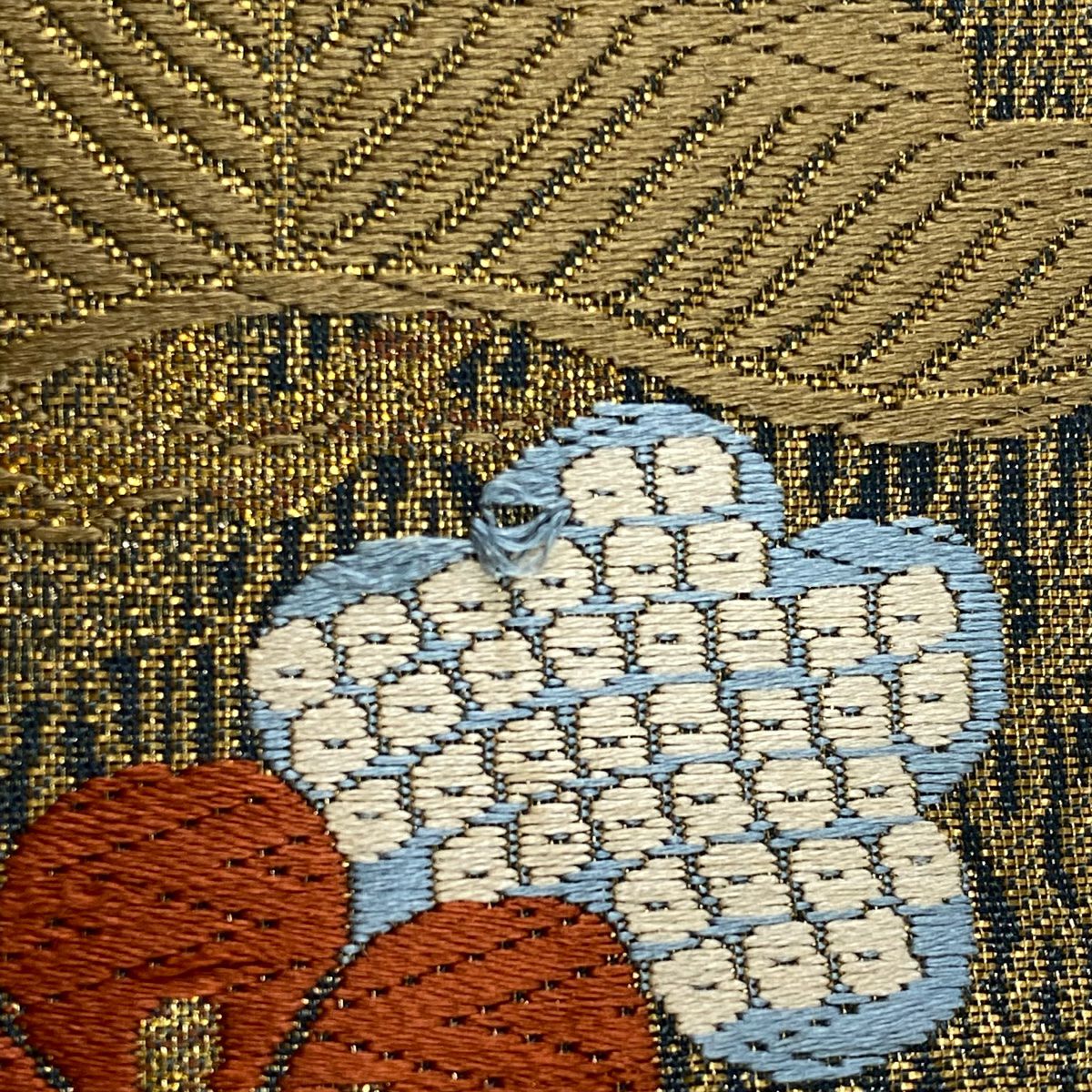 袋帶 秀品級 松樹竹子梅花 波 金絲 金金箔 金 六通 純蠶絲
