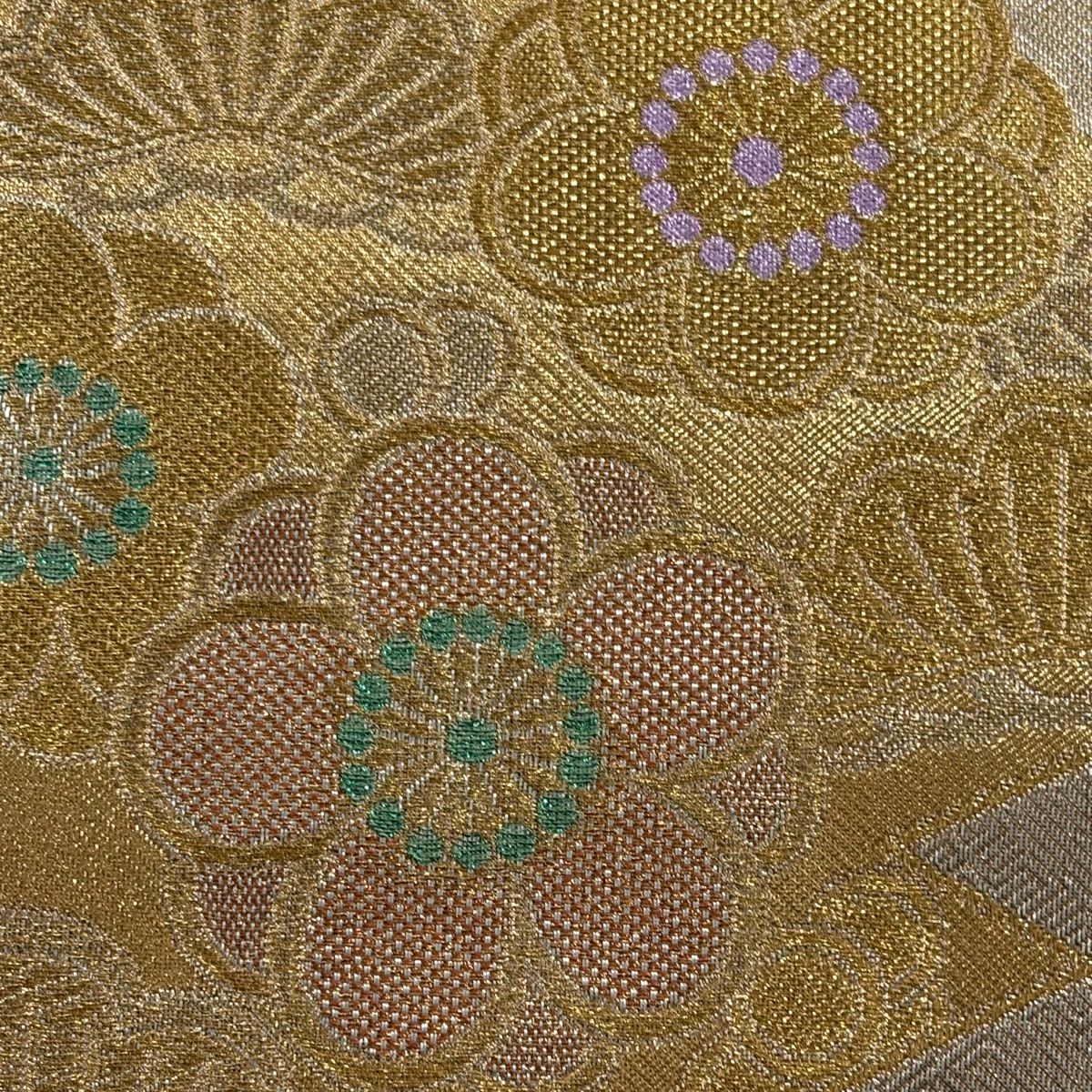 袋帶 秀品級 振袖禮服禮服用櫻楓 蝴蝶 金絲 金金箔 金色 六通 純蠶絲