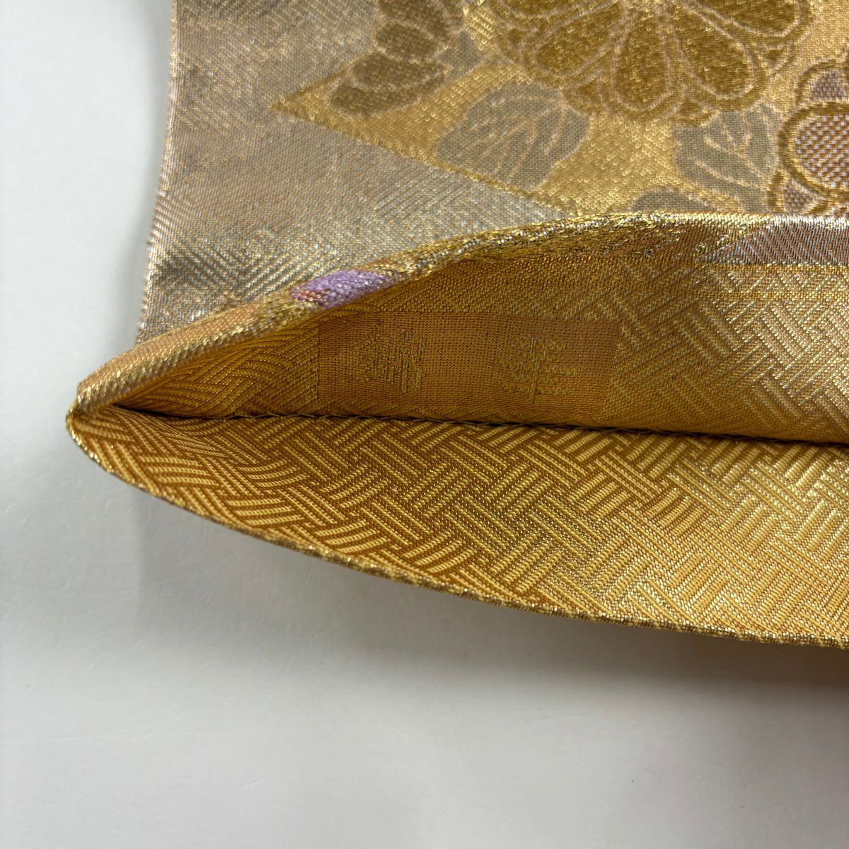 袋帶 秀品級 振袖禮服禮服用櫻楓 蝴蝶 金絲 金金箔 金色 六通 純蠶絲