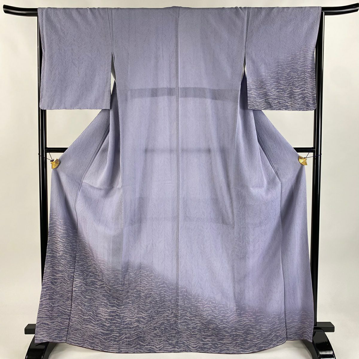 【庫存清倉】 付下 身長158.5cm 袖長66cm M 雙層 幾何學 絞染 漸層 青紫 純蠶絲 名品級
