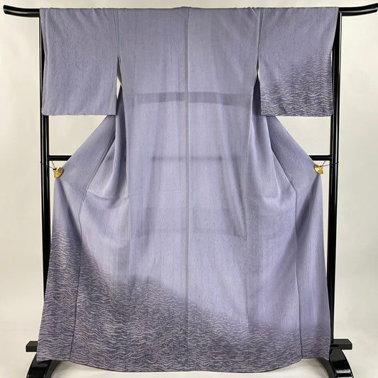 【庫存清倉】 付下 身長158.5cm 袖長66cm M 雙層 幾何學 絞染 漸層 青紫 純蠶絲 名品級