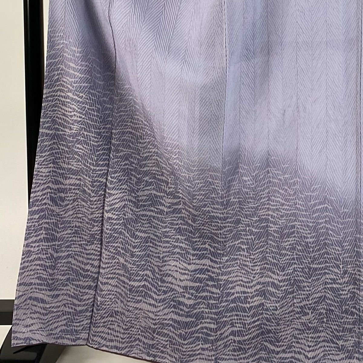 【庫存清倉】 付下 身長158.5cm 袖長66cm M 雙層 幾何學 絞染 漸層 青紫 純蠶絲 名品級