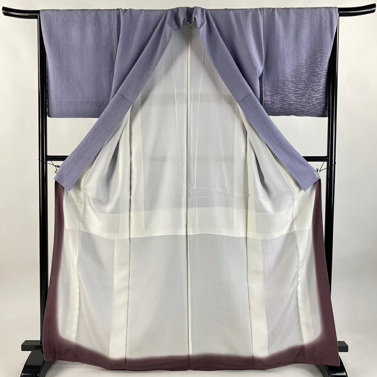【庫存清倉】 付下 身長158.5cm 袖長66cm M 雙層 幾何學 絞染 漸層 青紫 純蠶絲 名品級