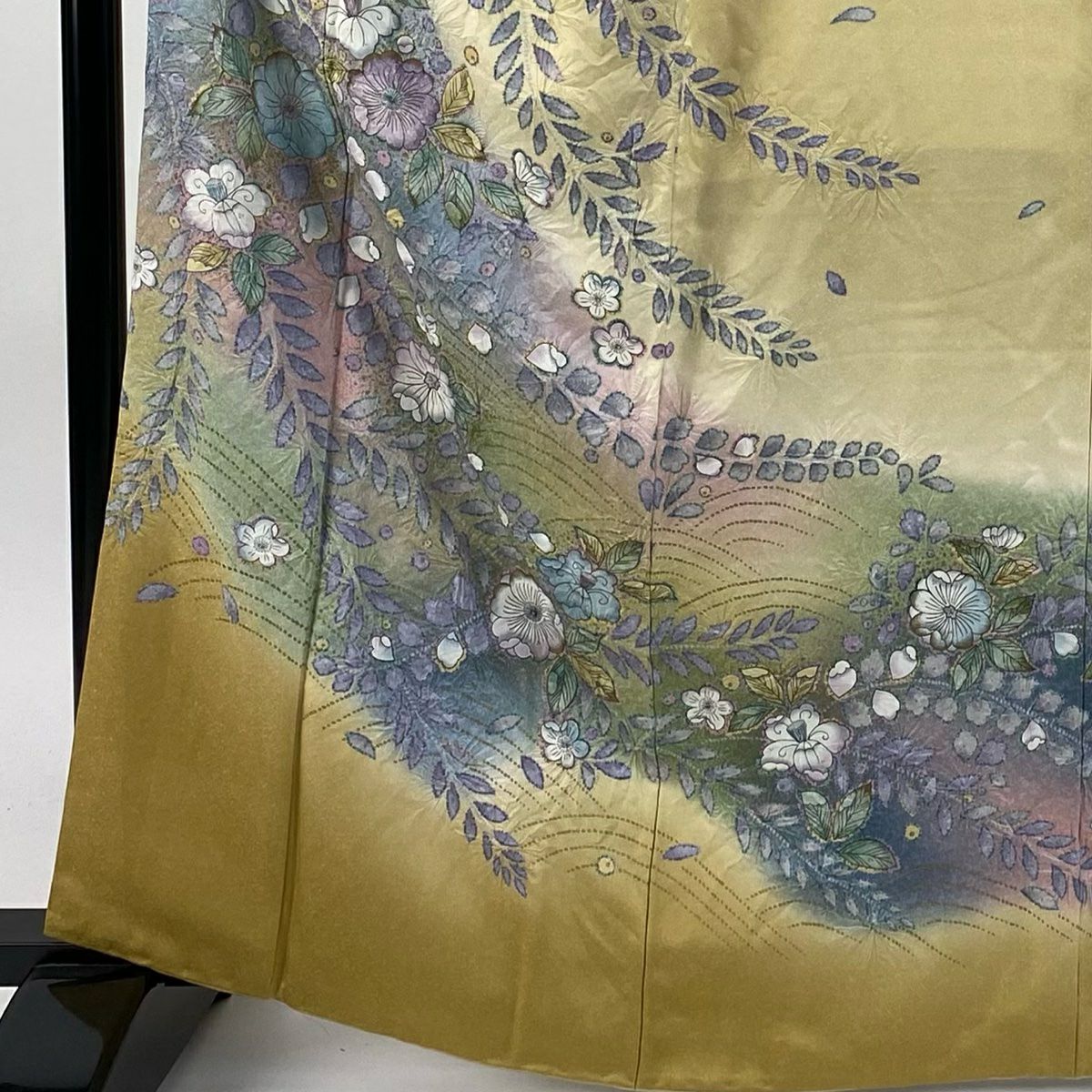 【庫存清倉】訪問服 身長164cm 袖長66cm M 雙層 辻花染 漸層 金彩裝飾 米色 純蠶絲 名品級