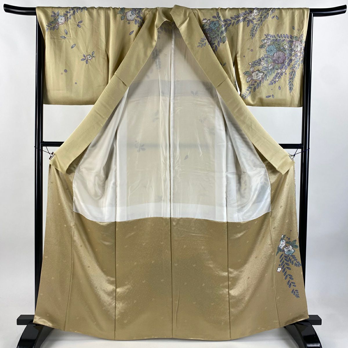 【庫存清倉】訪問服 身長164cm 袖長66cm M 雙層 辻花染 漸層 金彩裝飾 米色 純蠶絲 名品級