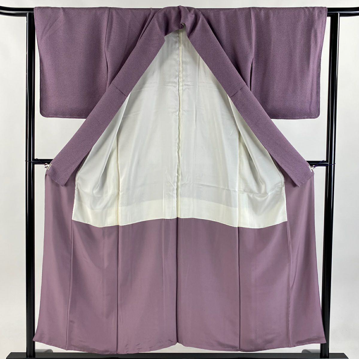 【庫存清倉】 【美品】 江戶小紋 身長154cm 袖長63cm S 雙層 鮫 紫 純蠶絲 名品級