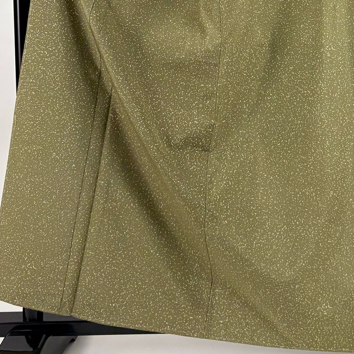 【美品】 小紋 身長161.5cm 袖長63.5cm S 雙層 紬織織 幾何學 鶯 純蠶絲 名品級